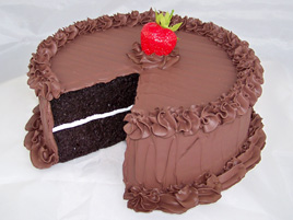 Large Chocolate Frosted Cake with Slice Removed