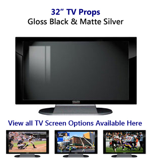 32 TV Props | 32 Inch Prop TVs Black Gloss & Matte Silver XX Style with Simple Frame