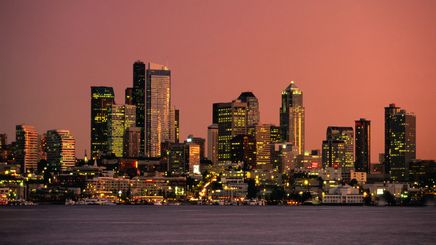 27" TV Screen Image #157 Seattle at Dusk (Screen Print Only. 27 Inch TV Prop Not Included)