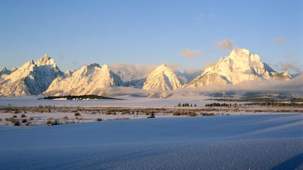 42" TV Screen Image #138 Grand Tetons in the Winter (Screen Print Only. 42 Inch TV Prop Not Included)