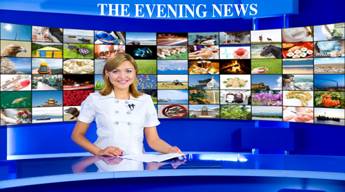 60" TV Screen Image #092 Evening News (Screen Print Only. 60 Inch TV Prop Not Included)