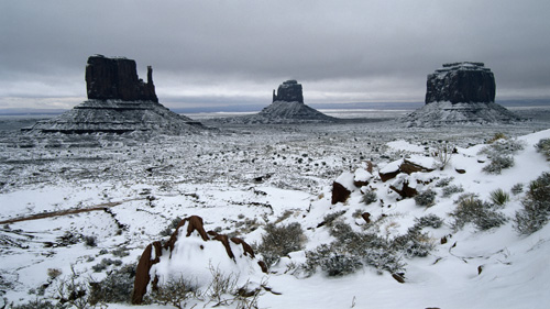 60" TV Screen Image #136 Snow in Monument Valley (Screen Print Only. 60 Inch TV Prop Not Included)