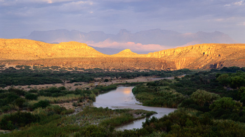 60" TV Screen Image #143 Rio Grande and the Chisos Mountains (Screen Print Only. 60 Inch TV Prop Not Included)