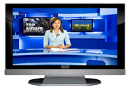 47" TV Prop LED HDTV Prop with Bottom Speaker in Gloss Black on Matte Silver-BB Style Series with Hollywood News Screen