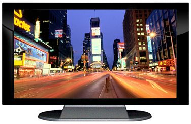 27" TV Prop Plasma-LED Flat Screen TV in Gloss Black on Matte Silver-XX Style Series with Time Square Screen