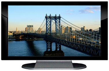 27" TV Prop Plasma-LED Flat Screen TV in Gloss Black on Matte Silver-XX Style Series with Manhattan Bridge Screen