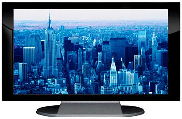 27" TV Prop Plasma-LED Flat Screen TV in Gloss Black on Matte Silver-XX Style Series with Blue Manhattan Screen