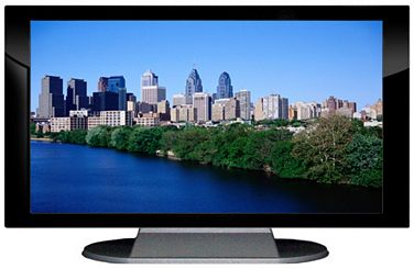 27" TV Prop Plasma-LED Flat Screen TV in Gloss Black on Matte Silver-XX Style Series with Philadelphia Screen