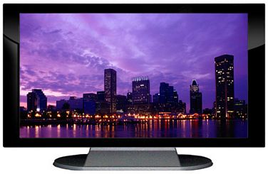 27" TV Prop Plasma-LED Flat Screen TV in Gloss Black on Matte Silver-XX Style Series with Baltimore at Night Screen