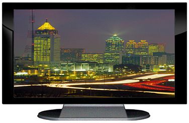 27" TV Prop Plasma-LED Flat Screen TV in Gloss Black on Matte Silver-XX Style Series with Atlanta at Night Screen