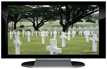 27" TV Prop Plasma-LED Flat Screen TV in Gloss Black on Matte Silver-XX Style Series with Fallen Heroes Screen