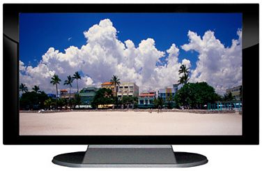 27" TV Prop Plasma-LED Flat Screen TV in Gloss Black on Matte Silver-XX Style Series with Life in South Beach Screen