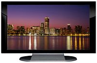 27" TV Prop Plasma-LED Flat Screen TV in Gloss Black on Matte Silver-XX Style Series with Chicago at Sunset Screen