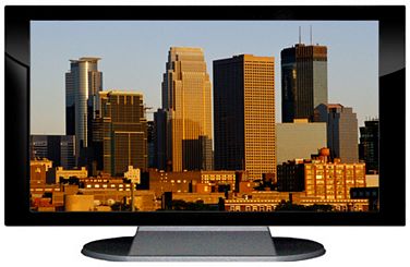 27" TV Prop Plasma-LED Flat Screen TV in Gloss Black on Matte Silver-XX Style Series with Minneapolis Screen