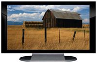 27" TV Prop Plasma-LED Flat Screen TV in Gloss Black on Matte Silver-XX Style Series with Barn in Field Screen