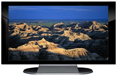 27" TV Prop Plasma-LED Flat Screen TV in Gloss Black on Matte Silver-XX Style Series with Badlands South Dakota Screen