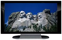 27" TV Prop Plasma-LED Flat Screen TV in Gloss Black on Matte Silver-XX Style Series with Mt. Rushmore Screen