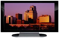 27" TV Prop Plasma-LED Flat Screen TV in Gloss Black on Matte Silver-XX Style Series with Kansas City at Sunset Screen