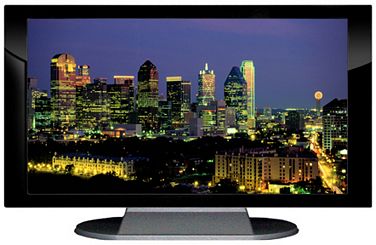 27" TV Prop Plasma-LED Flat Screen TV in Gloss Black on Matte Silver-XX Style Series with Dallas at Night Screen