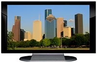 27" TV Prop Plasma-LED Flat Screen TV in Gloss Black on Matte Silver-XX Style Series with Houston in the Afternoon Sun Screen