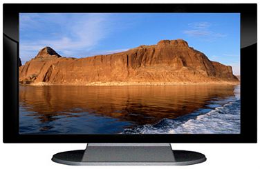 27" TV Prop Plasma-LED Flat Screen TV in Gloss Black on Matte Silver-XX Style Series with Rock Formations in Utah Screen