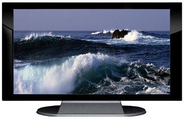 27" TV Prop Plasma-LED Flat Screen TV in Gloss Black on Matte Silver-XX Style Series with The Surf Screen