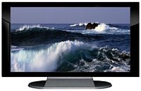 27" TV Prop Plasma-LED Flat Screen TV in Gloss Black on Matte Silver-XX Style Series with The Surf Screen