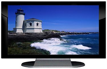 27" TV Prop Plasma-LED Flat Screen TV in Gloss Black on Matte Silver-XX Style Series with Lighthouse Screen