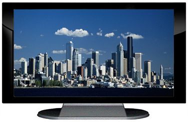 27" TV Prop Plasma-LED Flat Screen TV in Gloss Black on Matte Silver-XX Style Series with Seattle Screen