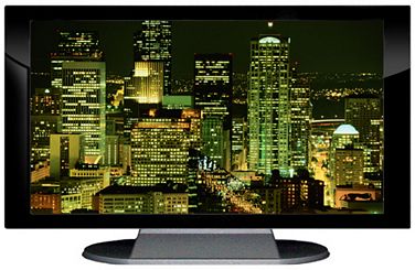 27" TV Prop Plasma-LED Flat Screen TV in Gloss Black on Matte Silver-XX Style Series with Seattle at Night Screen