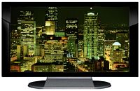 27" TV Prop Plasma-LED Flat Screen TV in Gloss Black on Matte Silver-XX Style Series with Seattle at Night Screen