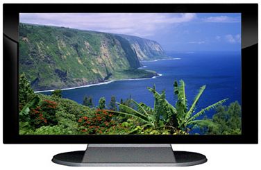 27" TV Prop Plasma-LED Flat Screen TV in Gloss Black on Matte Silver-XX Style Series with Hawaiian Coast Screen