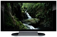 27" TV Prop Plasma-LED Flat Screen TV in Gloss Black on Matte Silver-XX Style Series with Onomea Falls in Hawaii Screen