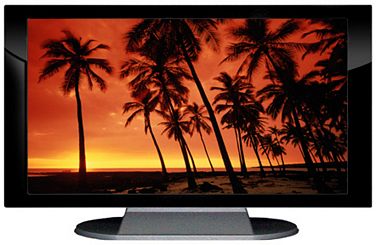 27" TV Prop Plasma-LED Flat Screen TV in Gloss Black on Matte Silver-XX Style Series with Hawaiian Sunset Screen