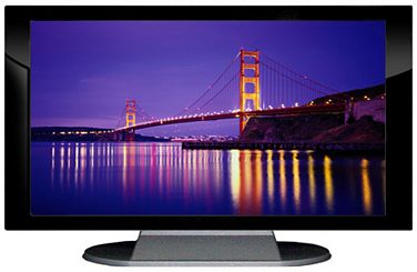 27" TV Prop Plasma-LED Flat Screen TV in Gloss Black on Matte Silver-XX Style Series with Golden Gate Bridge at Night Screen