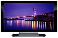 27" TV Prop Plasma-LED Flat Screen TV in Gloss Black on Matte Silver-XX Style Series with Golden Gate Bridge at Night Screen