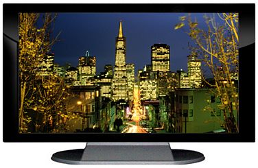 27" TV Prop Plasma-LED Flat Screen TV in Gloss Black on Matte Silver-XX Style Series with San Francisco at Night Screen