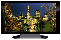 27" TV Prop Plasma-LED Flat Screen TV in Gloss Black on Matte Silver-XX Style Series with San Francisco at Night Screen