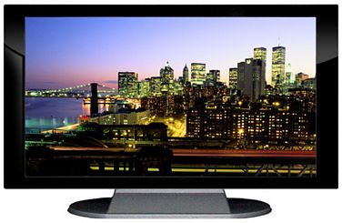 37" TV Prop Plasma-LED Flat Screen TV in Gloss Black on Matte Silver-XX Style Series with New York City at Night Screen