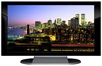 37" TV Prop Plasma-LED Flat Screen TV in Gloss Black on Matte Silver-XX Style Series with New York City at Night Screen