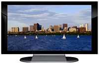 37" TV Prop Plasma-LED Flat Screen TV in Gloss Black on Matte Silver-XX Style Series with Massachusetts Bay in Boston Screen