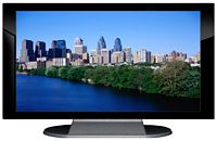 37" TV Prop Plasma-LED Flat Screen TV in Gloss Black on Matte Silver-XX Style Series with Philadelphia Screen