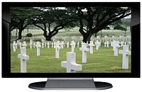 37" TV Prop Plasma-LED Flat Screen TV in Gloss Black on Matte Silver-XX Style Series with Fallen Heroes Screen