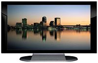 37" TV Prop Plasma-LED Flat Screen TV in Gloss Black on Matte Silver-XX Style Series with Jacksonville at Dusk Screen