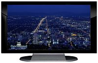 37" TV Prop Plasma-LED Flat Screen TV in Gloss Black on Matte Silver-XX Style Series with Salt Lake City at Night Screen