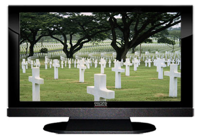 27" TV Prop LED HDTV Prop with Bottom Speaker in Gloss Black on Matte Black-BB Style Series with  Fallen Heroes Screen