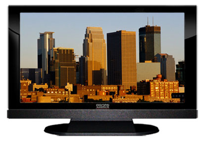 22" TV Prop LED HDTV Prop with Bottom Speaker in Gloss Black on Matte Black-BB Style Series with  Minneapolis Screen