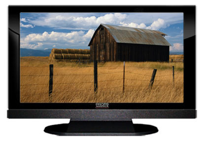 22" TV Prop LED HDTV Prop with Bottom Speaker in Gloss Black on Matte Black-BB Style Series with  Barn in Field Screen