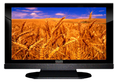 22" TV Prop LED HDTV Prop with Bottom Speaker in Gloss Black on Matte Black-BB Style Series with  Golden Wheat Screen