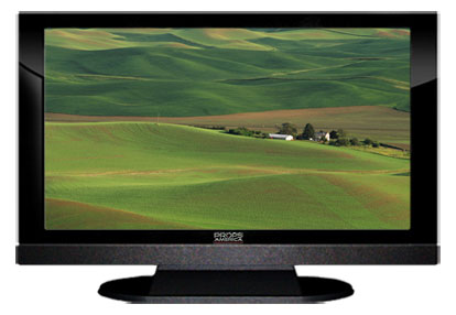 22" TV Prop LED HDTV Prop with Bottom Speaker in Gloss Black on Matte Black-BB Style Series with  Fields of Green Screen